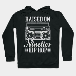 Raised on 90's Hip Hop: Funny Vintage Boom Box and Cassette Tape Hoodie